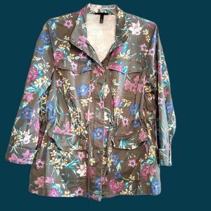 Lane Bryant Floral Chore Coat Barn Jacket Women's 18/20 Lightweight Unlined